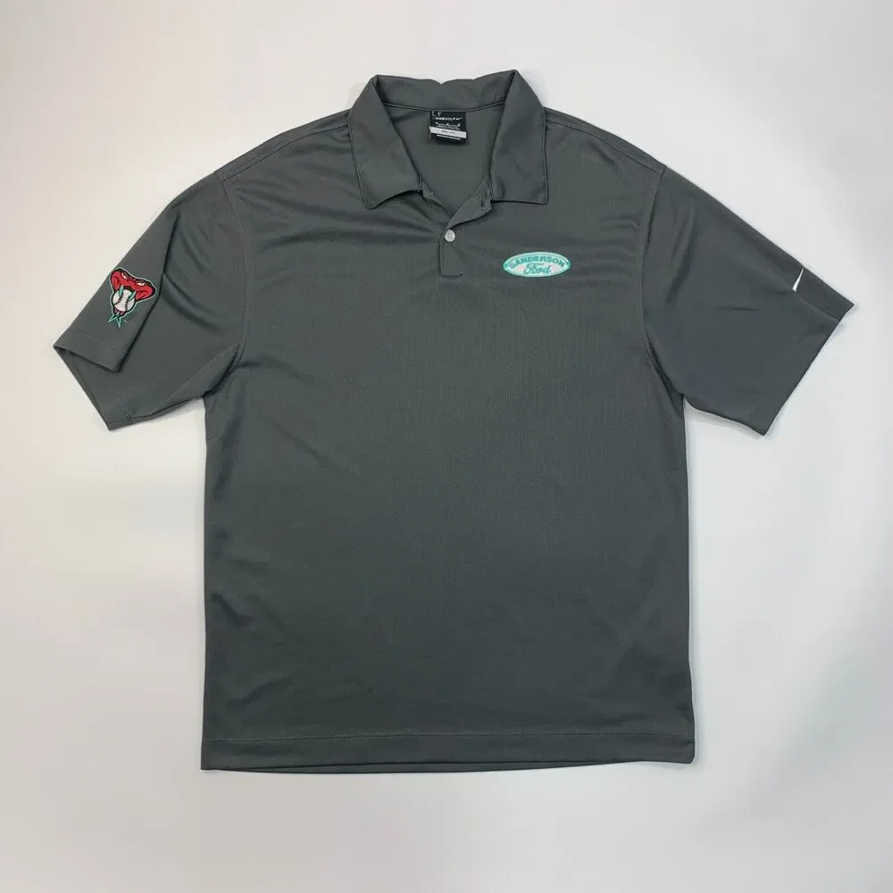 Nike Golf Shirt Mens M Medium Gray Arizona Diamondback D Backs Performance Golf